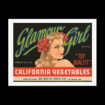 Glamour Girl California Vegetables Vintage Ad postcards