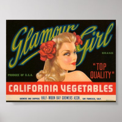 Glamour Girl California Vegetables Vintage Crate L Poster by vintagegiftmall Glamour Girl California Vegetables Vintage Crate L Poster by vintagegiftmall