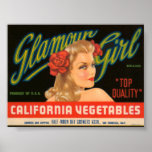 Glamour Girl California Vegetables Vintage Crate L Poster