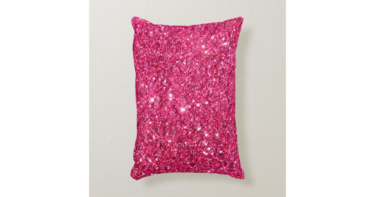 Glamour Hot Pink Glitter Decorative Pillow Zazzle