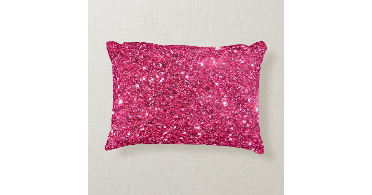 Glamour Hot Pink Glitter Decorative Pillow Zazzle