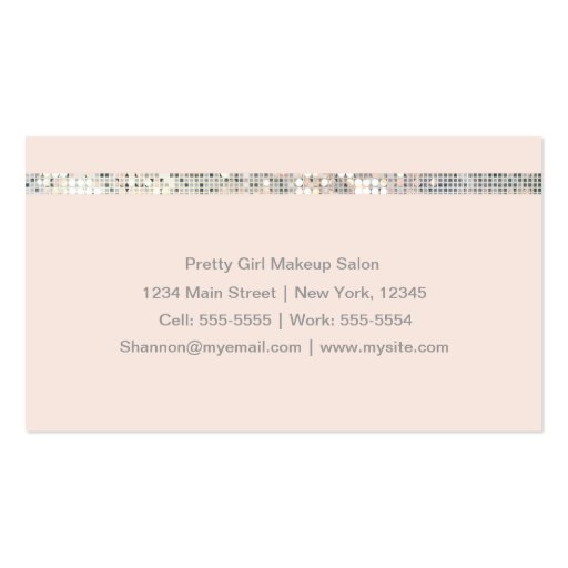 Glamour Sequin Glitter Blush Pink Business Card (back side)