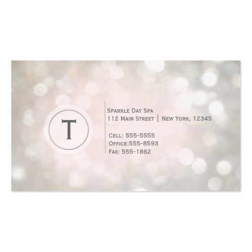 Glamour Sparkle White Bokeh Chic Business Card (back side)