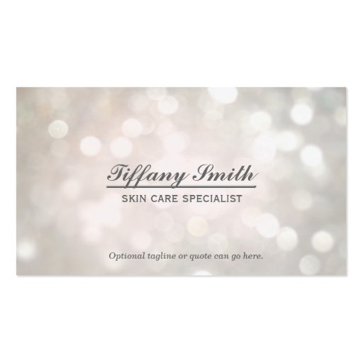 Glamour Sparkle White Bokeh Chic Business Card (front side)