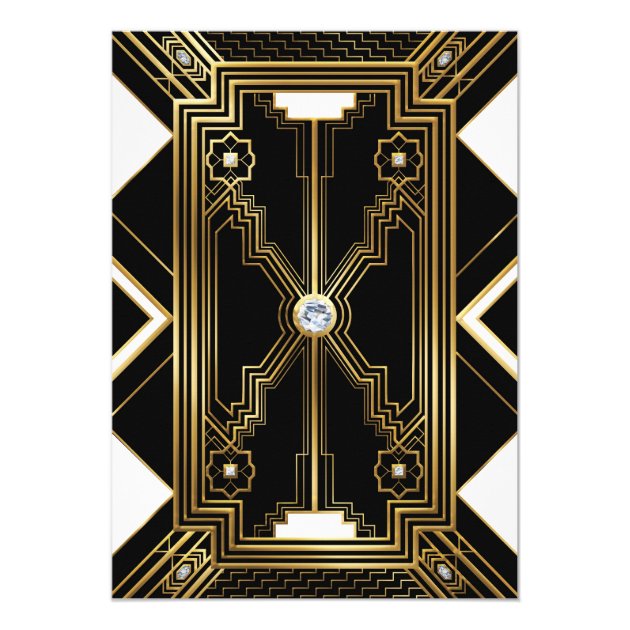 Glamourous Art Deco Geometric Wedding Invitation