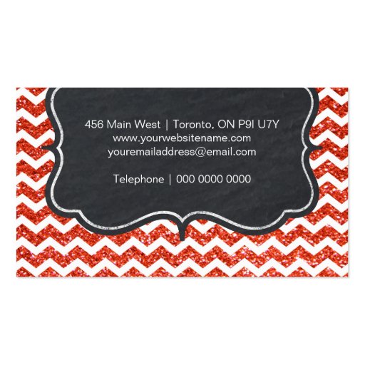 Glamourous Chevron Glitter Business Card (back side)