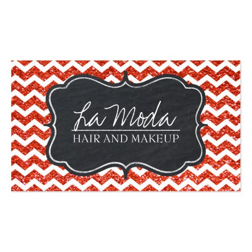 Glamourous Chevron Glitter Business Card (front side)