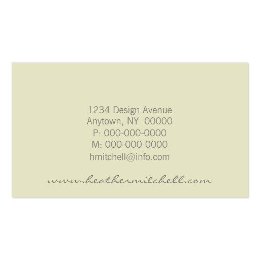 Glamourous Chic Business Card, Ivory and Gray (back side)