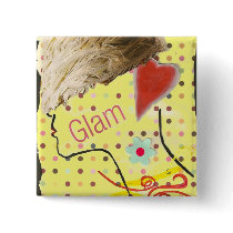 Glamourous Hat "Glam" Pinback Buttons