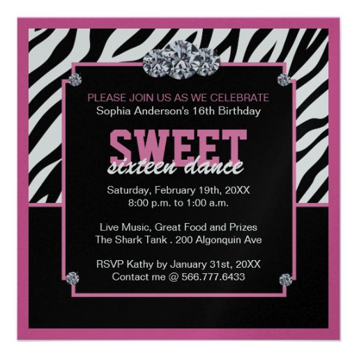 Glamourous Sweet Sixteen Birthday Party Invitation