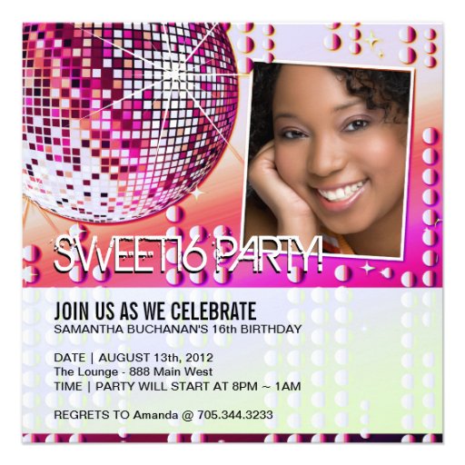Glamourous Sweet Sixteen Disco Ball Invitation