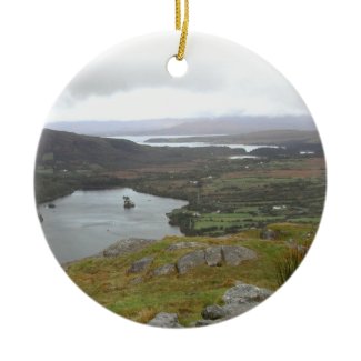 Glanmore Lake from Healy Pass Ireland. Custom ornament
