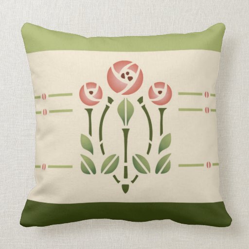 Glasgow Rose Stencil 1 Throw Pillows Zazzle