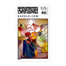 Glass Art Flower Arrangement Postage Stamp