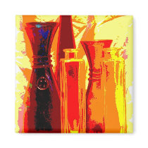 glass bottles in red magnets