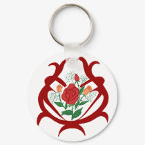 Glass bowl roses key chain keychains