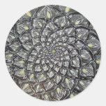 Glass Chrysanthemum Round Sticker