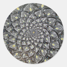 Glass Chrysanthemum Round Sticker