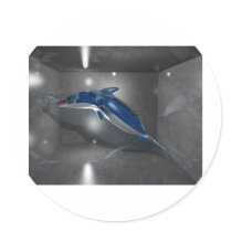 Glass Dolphin Round Sticker