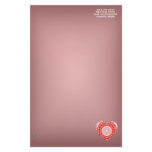 Glass Effect Mosaic Red/White (Heart) Custom Stationery
