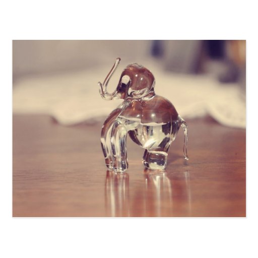 Glass elephant postcard