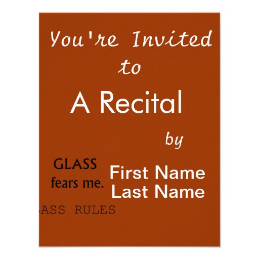 Glass Fears Me, Bass rules! black text Personalized Invitations