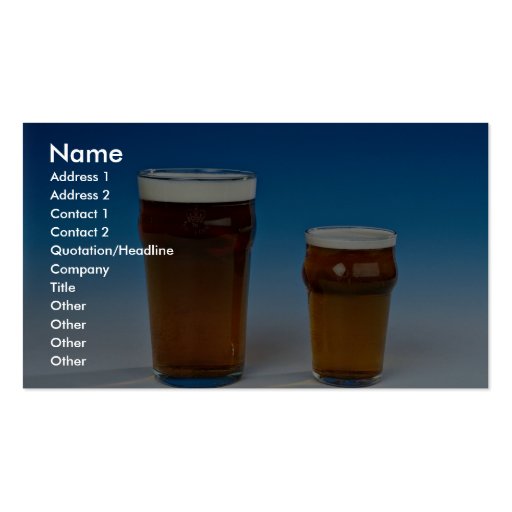Glass filled with beer business card template (front side)