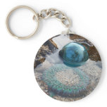 Glass float and anemone keychain