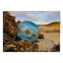 Glass float on ledge greeting card