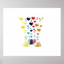 Glass Lab Bottle Colorful Hearts Poster