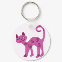 Glass looking kitty cat key chain keychains