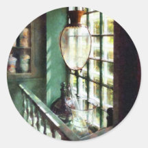 Glass Mortar and Pestle on Windowsill Round Sticker