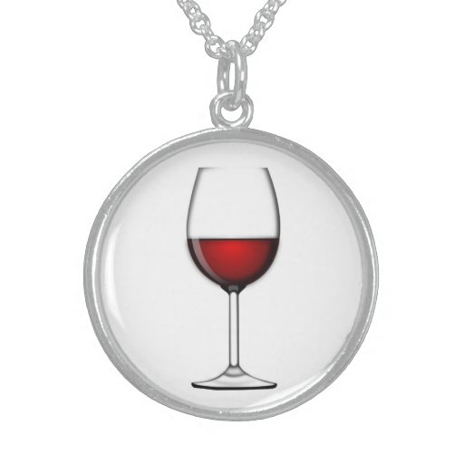 GLASS OF RED WINE ROUND PENDANT NECKLACE Zazzle