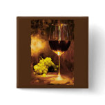Glass of Wine &amp; Green Grapes in Candlelight Buttons