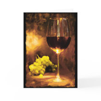 Glass of Wine & Green Grapes in Candlelight Cards