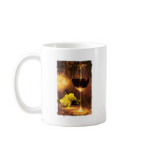 Glass of Wine & Green Grapes in Candlelight Mug