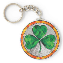 Glass Shamrock Key Chain
