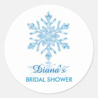 Glass Snowflake Winter Bridal Shower Favor Sticker
