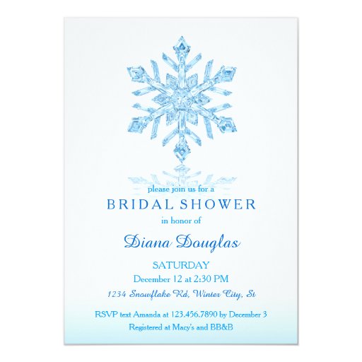 Glass Snowflake Winter Bridal Shower Invitation