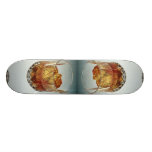 Glass tumbler filled with scotch and ice cubes skateboard deck