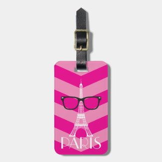 Glasses and Eiffel Tower Paris Luggage Tag