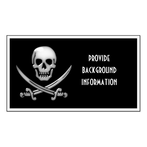 Glassy Pirate Skull & Sword Crossbones Business Card Templates (front side)
