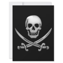 Glassy Pirate Skull & Sword Crossbones Custom Announcement