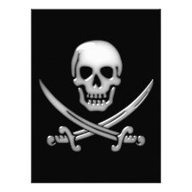 Glassy Pirate Skull & Sword Crossbones Custom Announcement