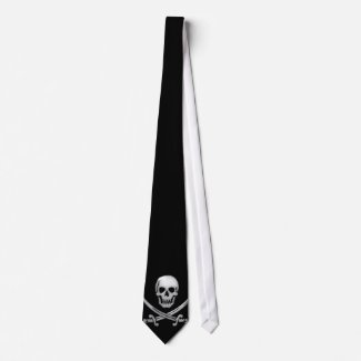 Glassy Pirate Skull & Sword Crossbones Neckties