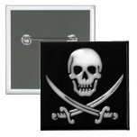 Glassy Pirate Skull & Sword Crossbones Pin