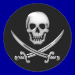 Glassy Pirate Skull & Sword Crossbones stickers