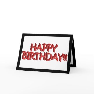 Glassy Red Happy Birthday Text Image card