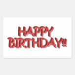 Glassy Red Happy Birthday Text Image Stickers