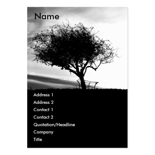Glastonbury Hawthorn. Tree. Black and White. Business Card (front side)